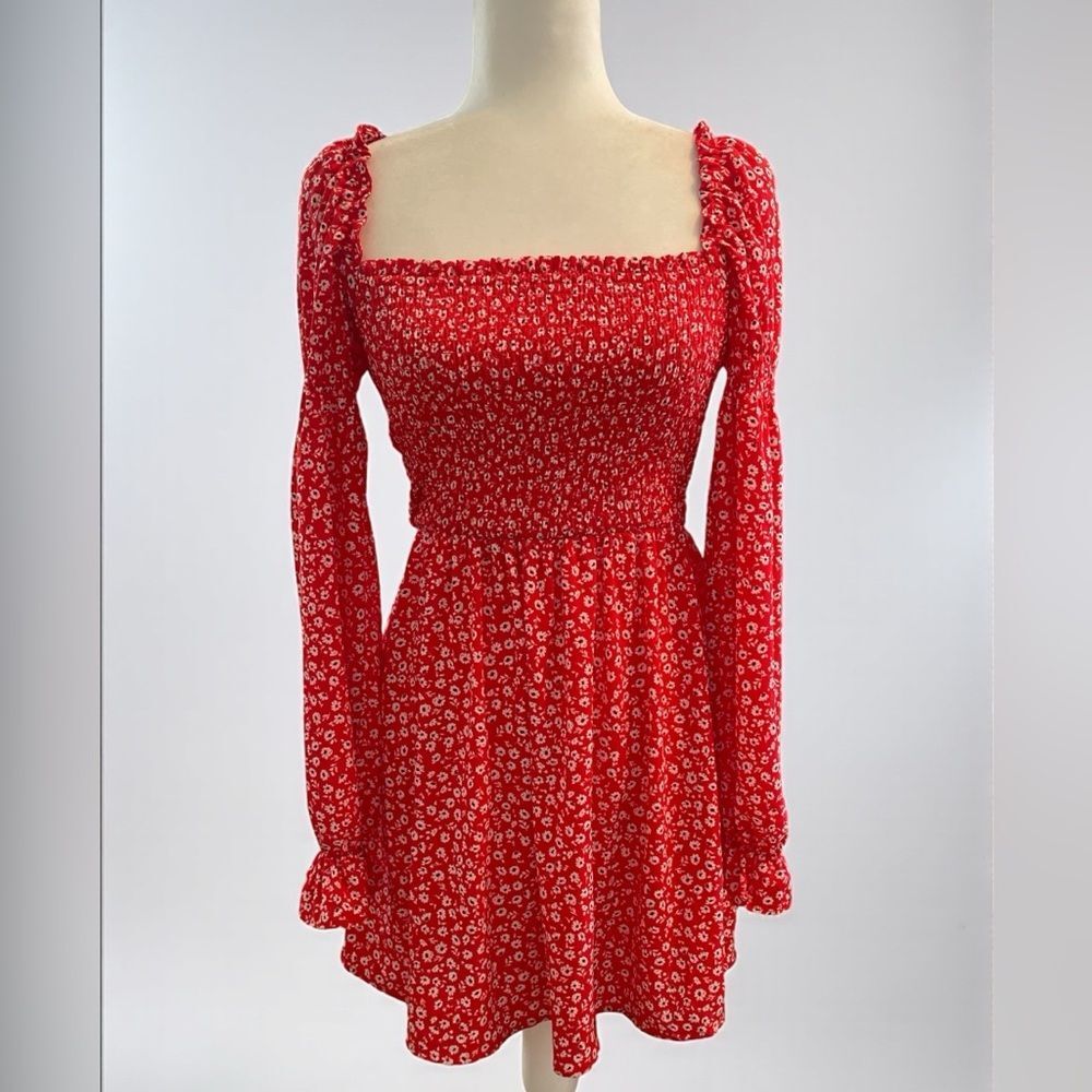 H&M Red and White Floral Dress